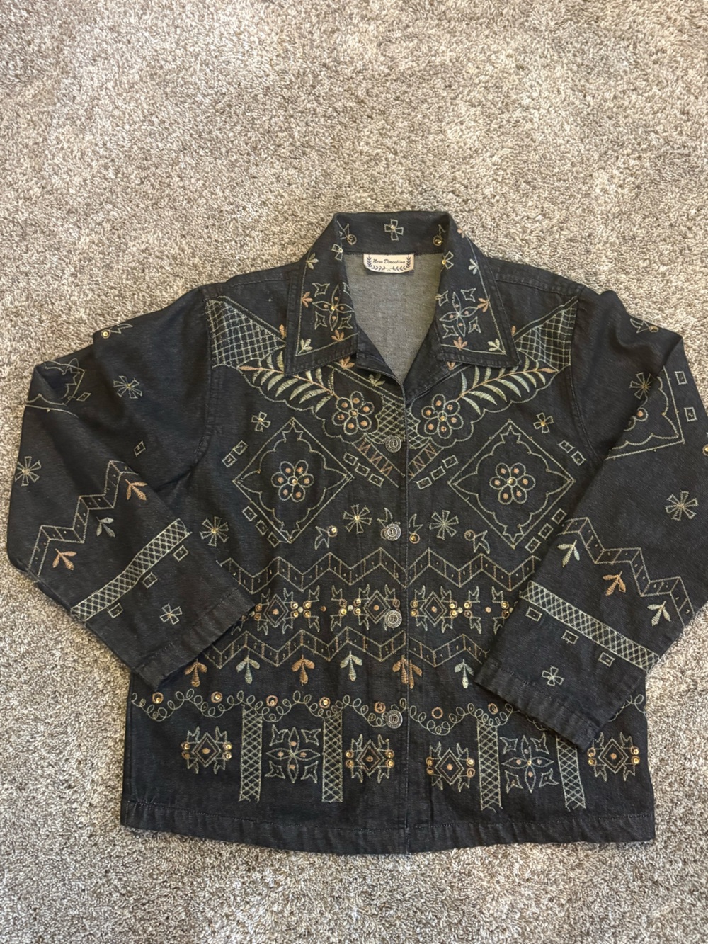 Vintage New Direction Direction Embroidered Denim Women’s L Western Boho 90s